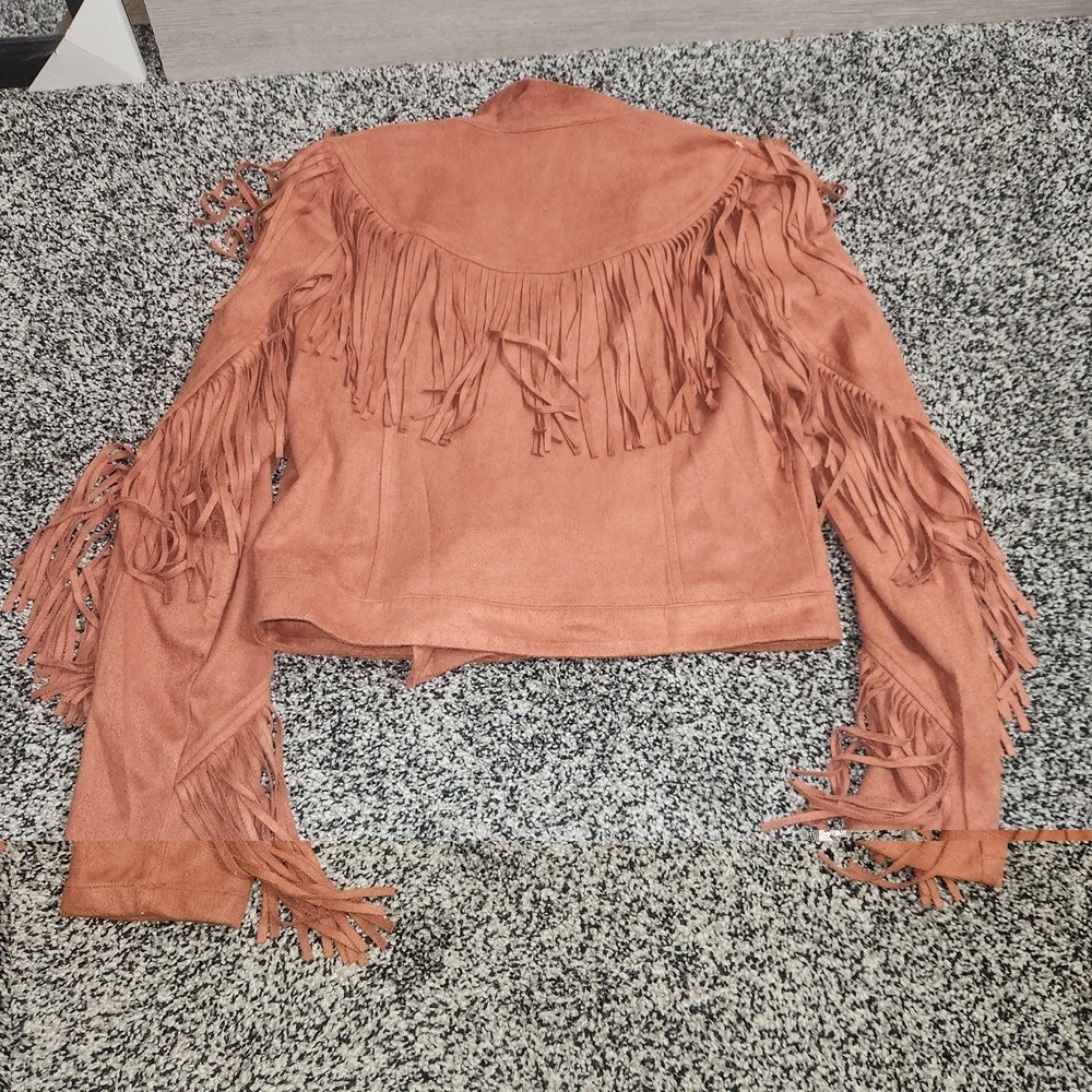 Flying Tomato Bohemian Hippie Suede Jacket Sz S Tassels Fringe Western Nashville - Picture 5 of 5